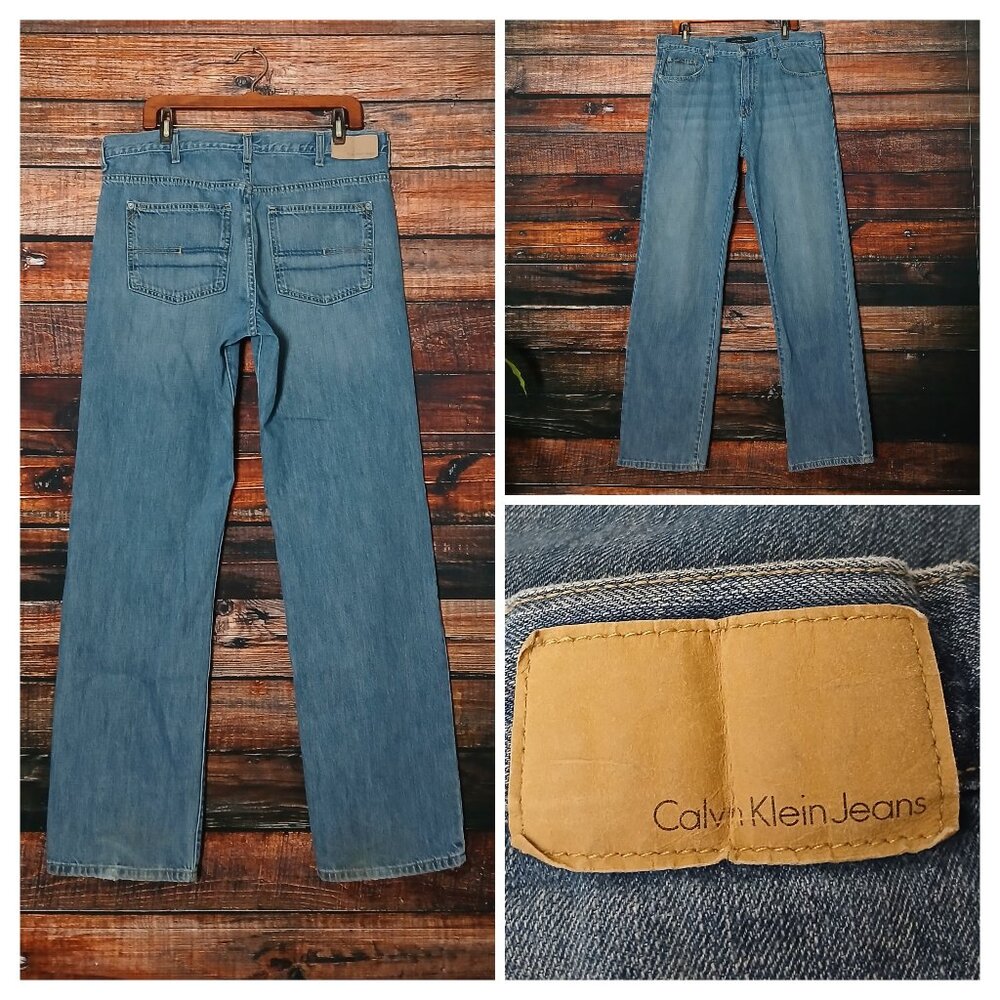Calvin Klein Vintage Jeans Mens 36X34 Relaxed Straight Blue Denim 100% Cotton